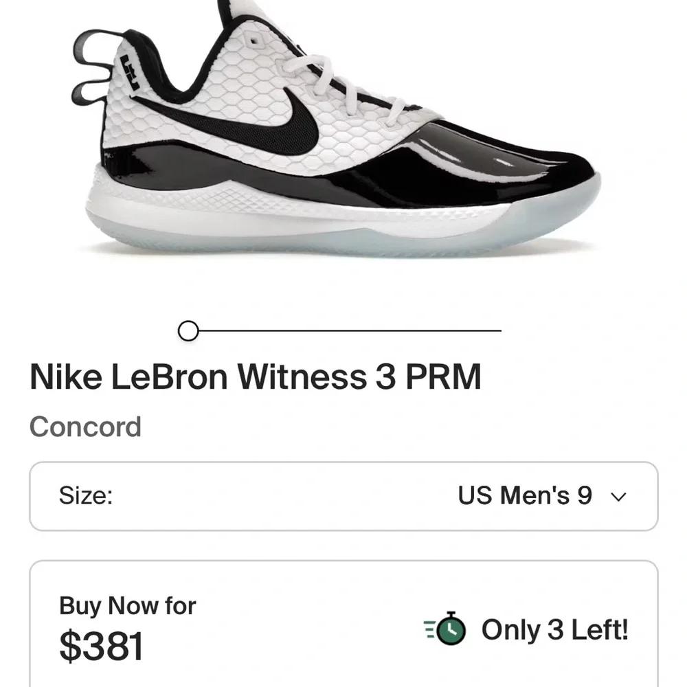 Nike LeBron Witness 3 Sneakers Black and White